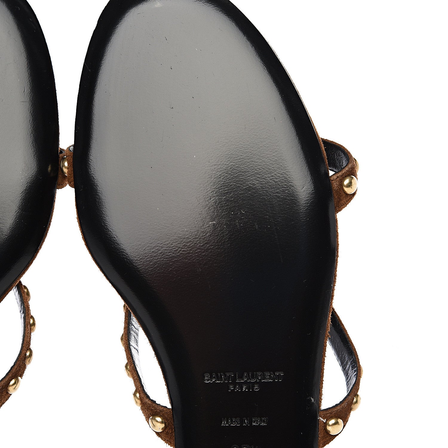 Saint Laurent Suede Embellished Kiki Sandals 37.5 Brown 8 of 9