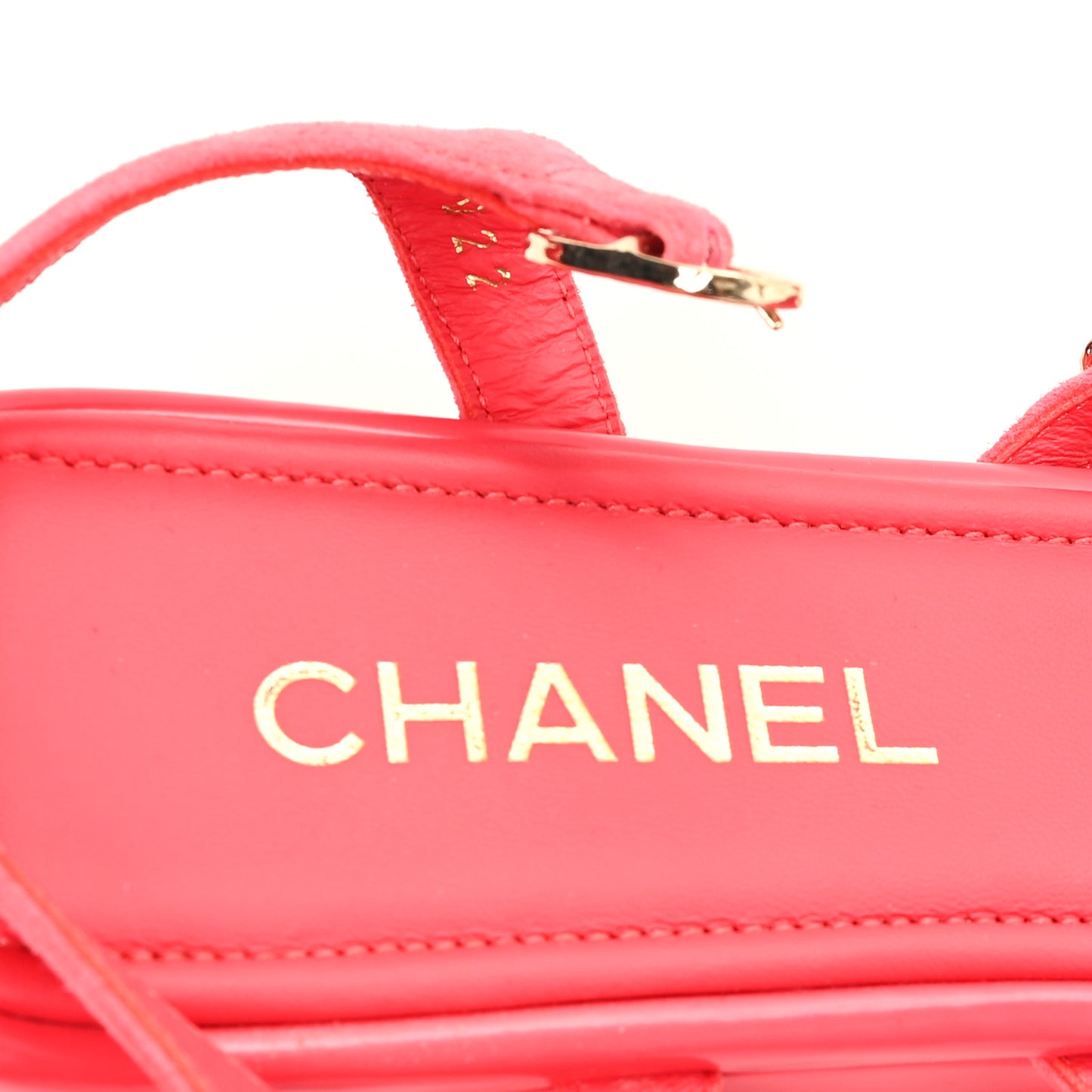 Suede Calfskin Chain Sandals 41 Fuchsia