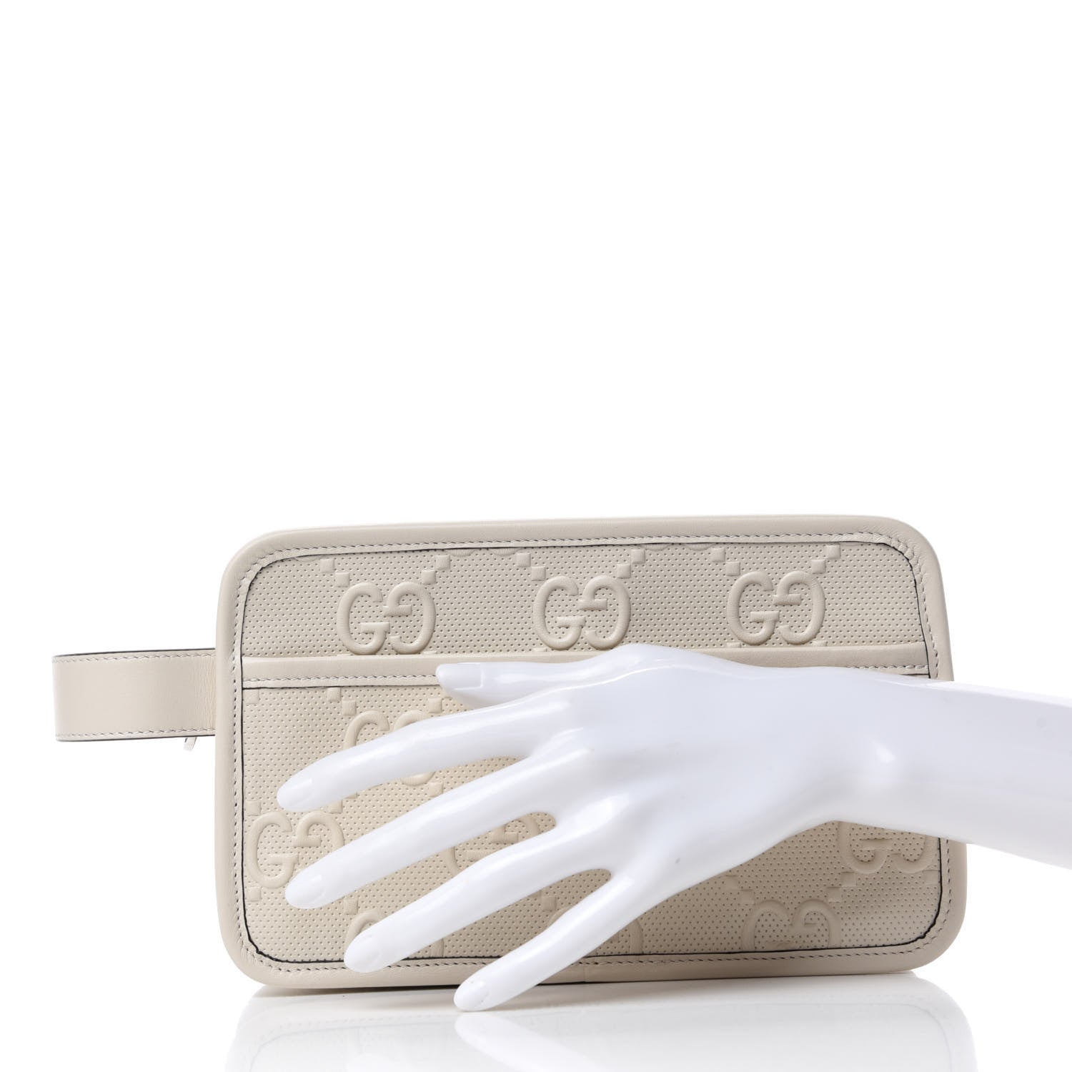 Gucci Calfskin GG Tennis Embossed Cosmetic Case Mystic White 2 of 7