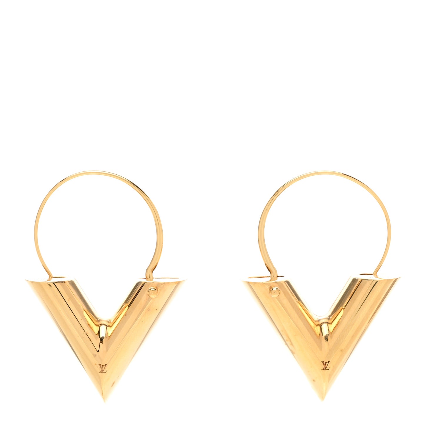Brass Essential Large V Hoop Earrings Gold