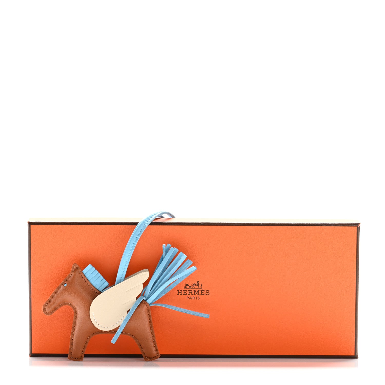 Hermes Milo Lambskin Grigri Rodeo Pegase Horse Bag Charm PM Gold Nata Bleu Celeste 5 of 5