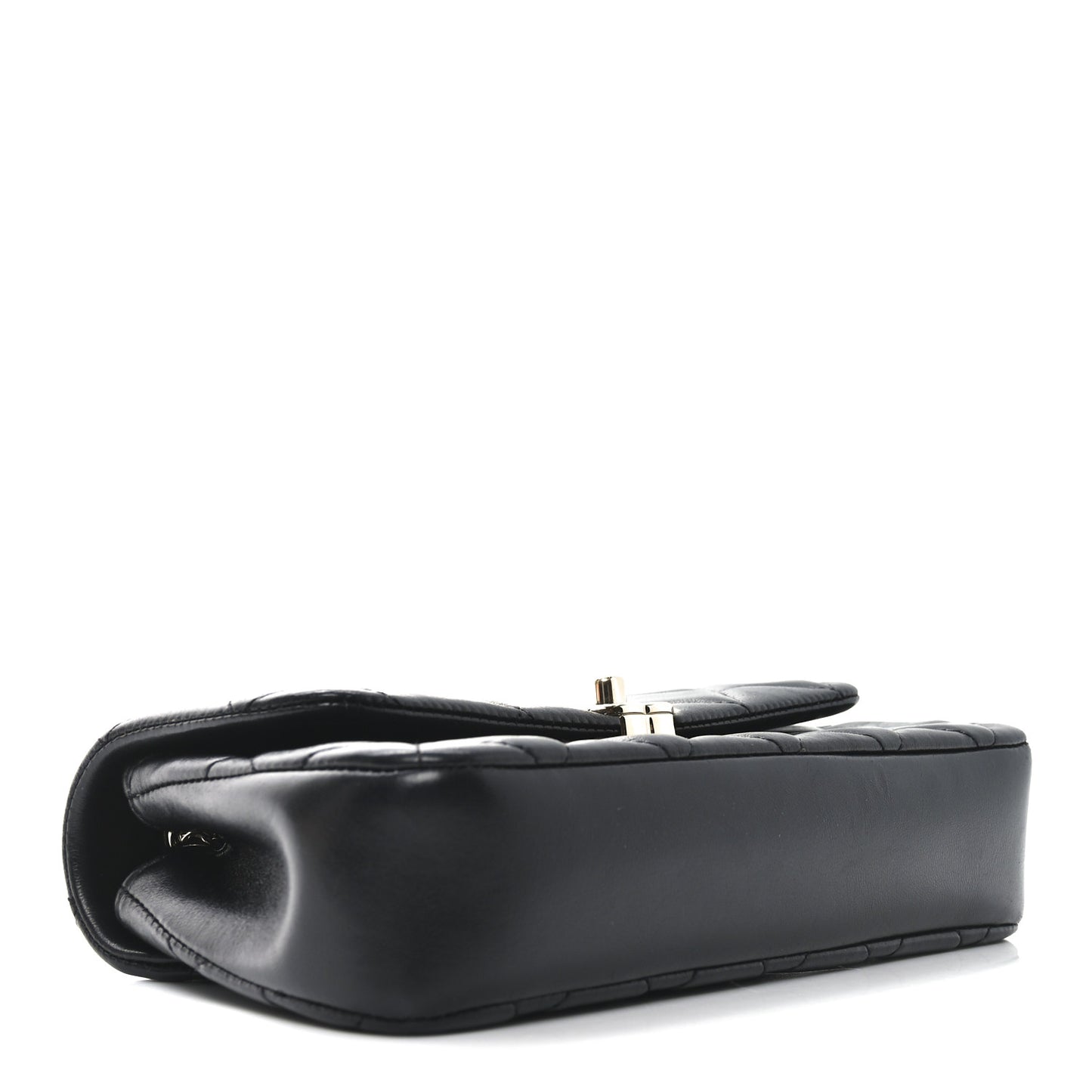 Lambskin Quilted Rectangular Phone Holder Clutch With Chain Black