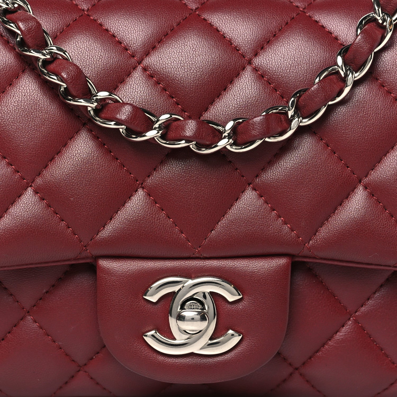Chanel Lambskin Quilted Mini Square Flap Burgundy 8 of 10