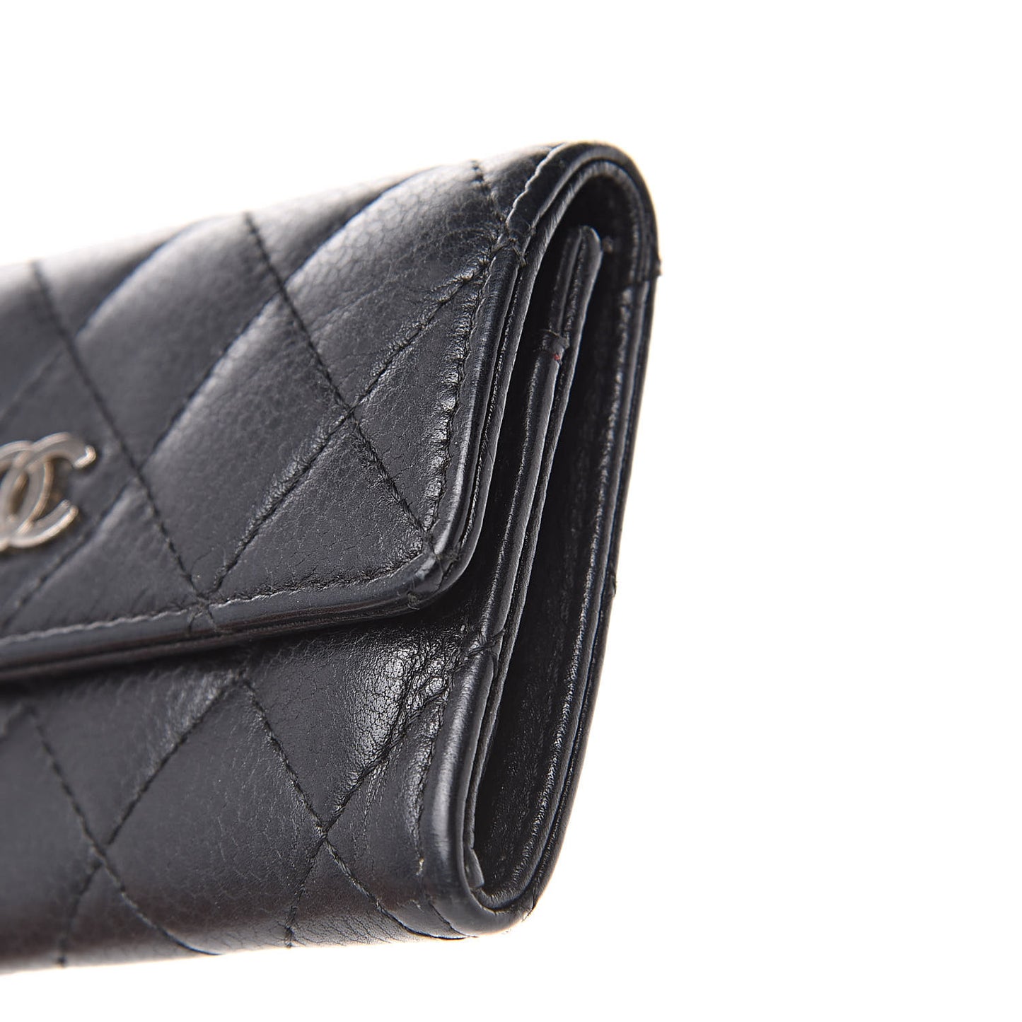 Caviar Quilted Flap Card Holder Black
