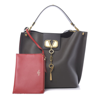 Valentino Garavani Grainy Calfskin Escape Hobo Bag Graphite 1 of 9