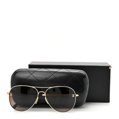 Chanel Aviator Polarized CC Sunglasses 4189-T-Q Gold 8 of 8