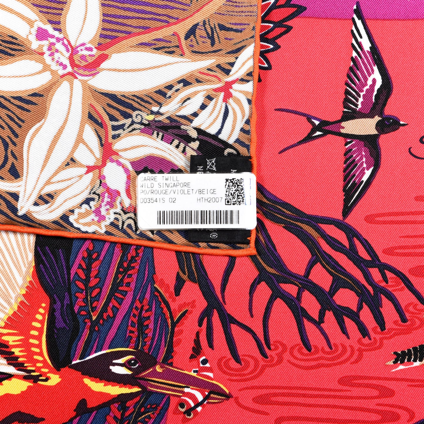 Silk Wild Singapore Scarf 90 Rouge Violet Beige