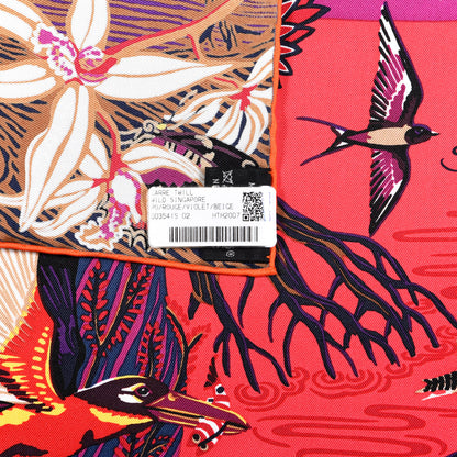 Hermes Silk Wild Singapore Scarf 90 Rouge Violet Beige 4 of 4