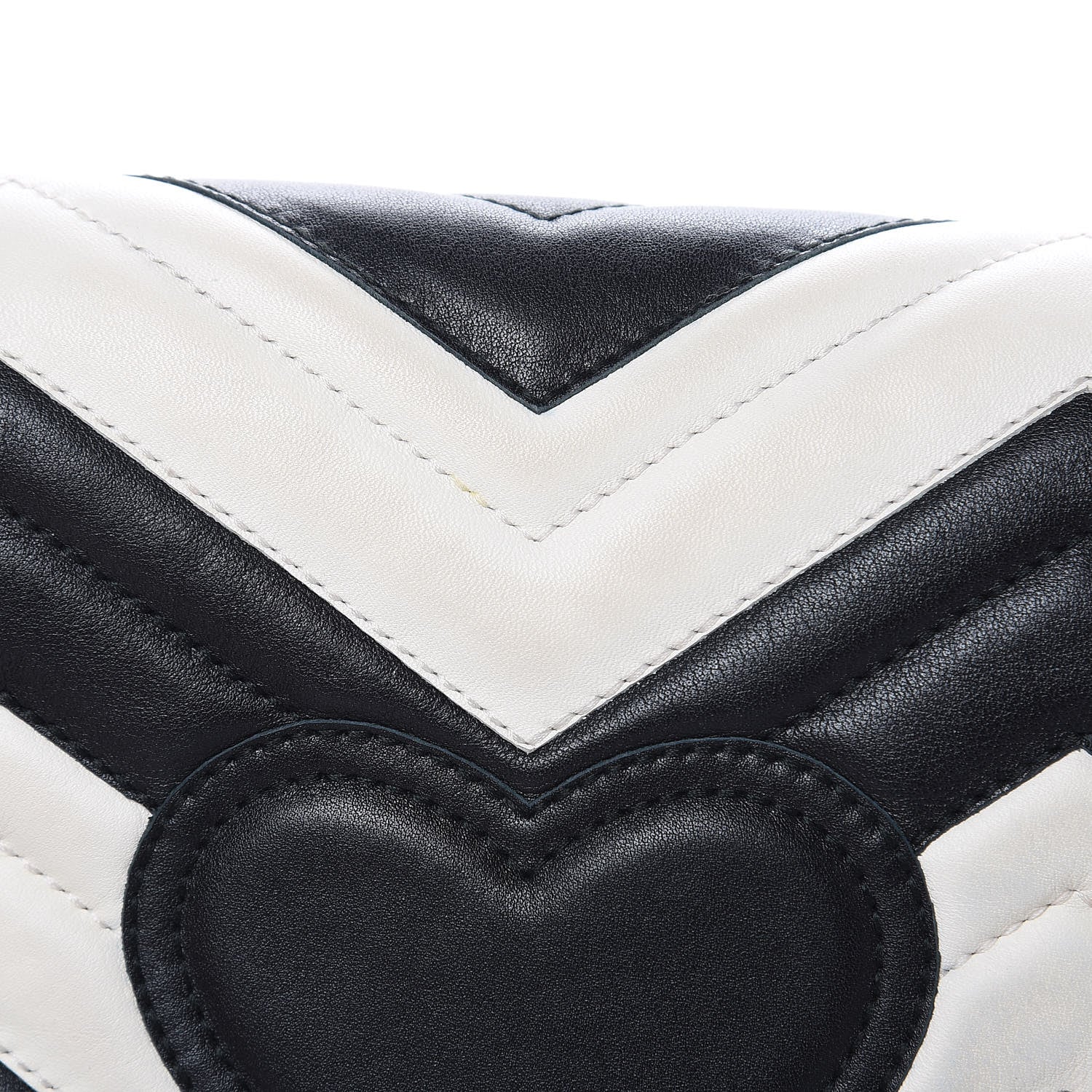 Gucci Calfskin Matelasse Small GG Marmont Shoulder Bag Black White 8 of 15