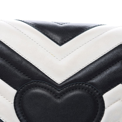 Gucci Calfskin Matelasse Small GG Marmont Shoulder Bag Black White 8 of 15