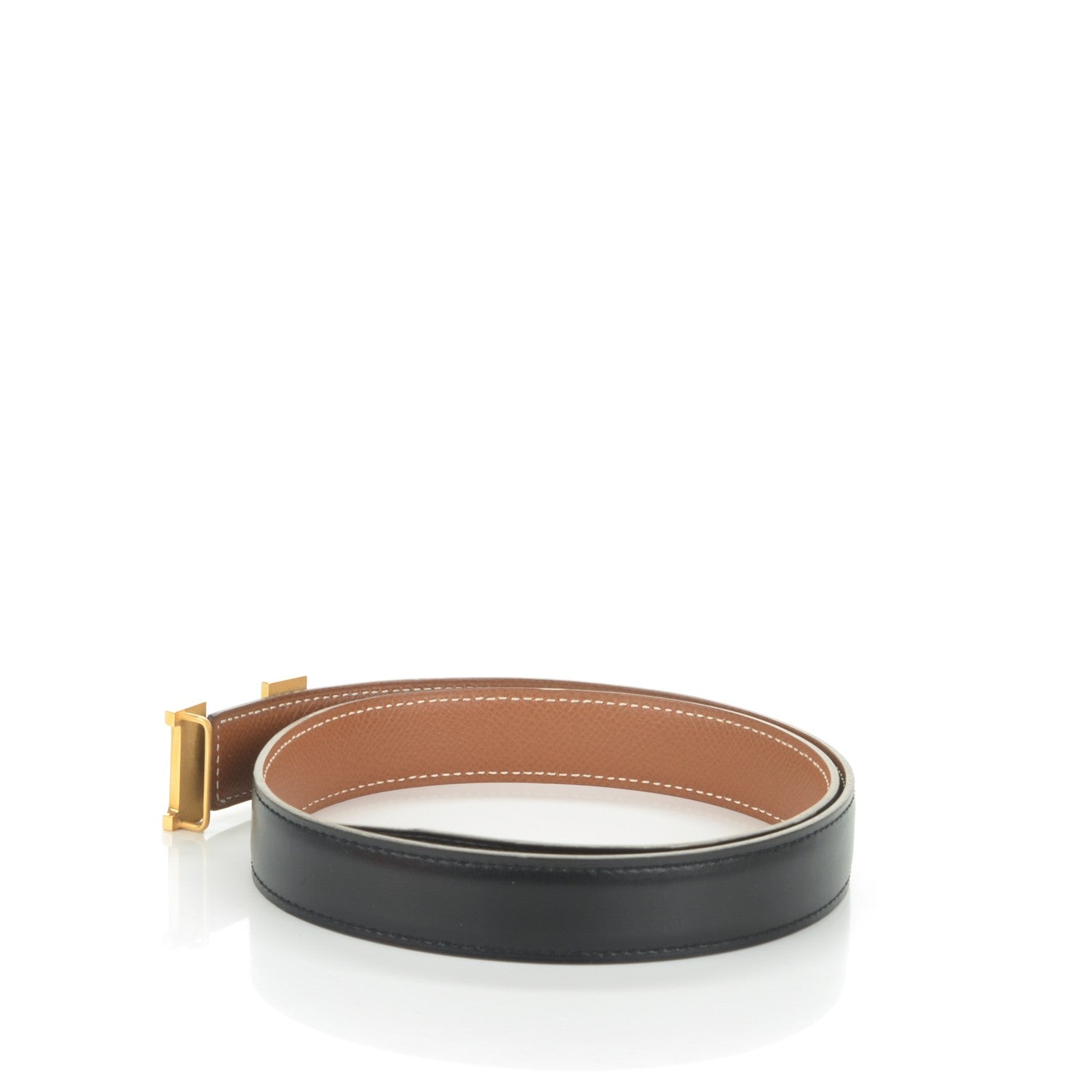 Hermes Box Courchevel 24mm Constance H Belt 65 Black Gold 3 of 9