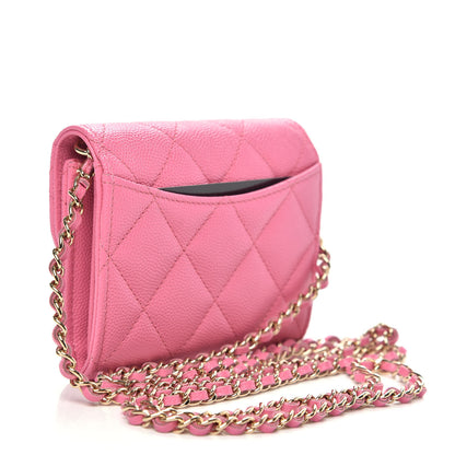 Chanel Caviar Quilted Flap Card Holder On Chain Pink 3 of 10