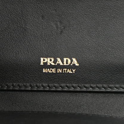 Prada Saffiano Smooth Calfskin Tab Card Holder Compact Wallet Black 6 of 8