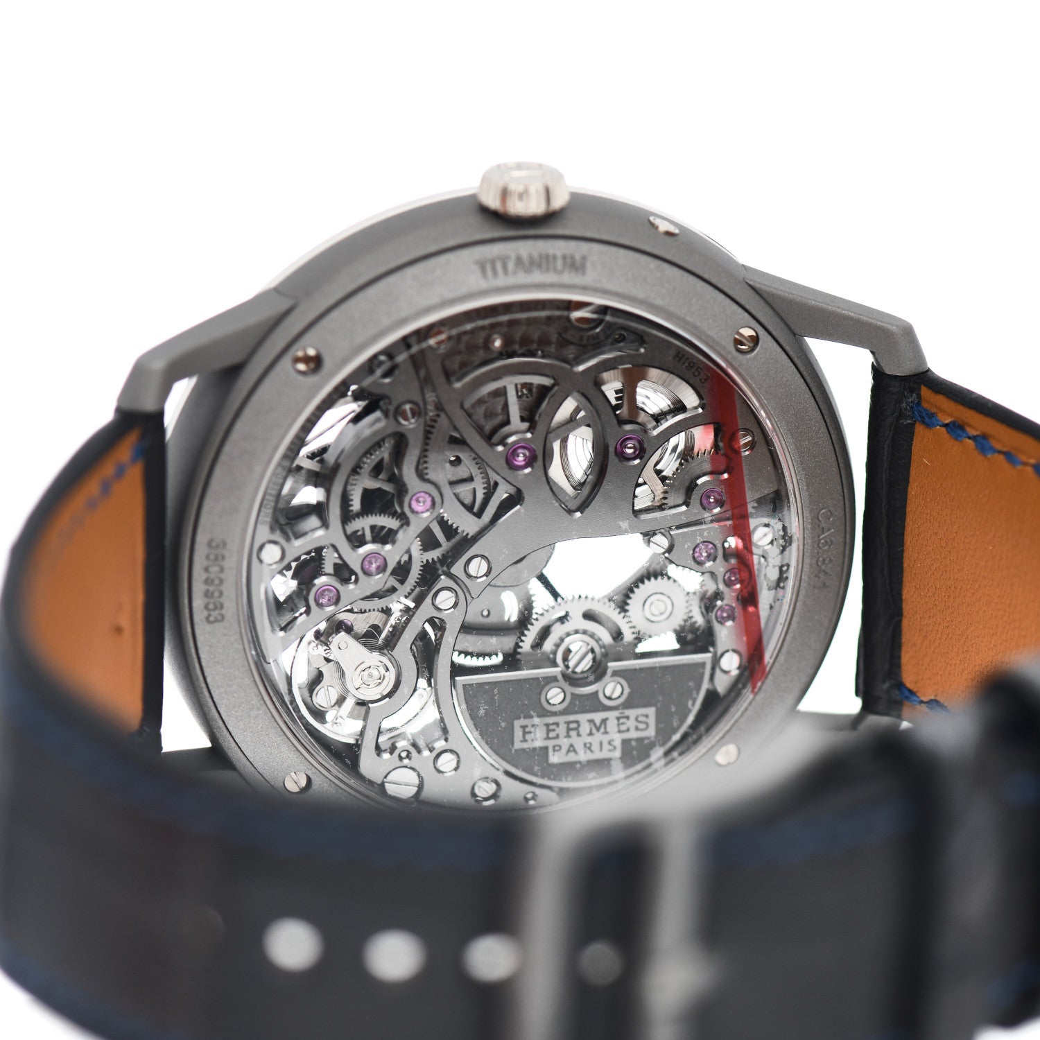 Hermes Platinum Titanium Alligator 39.5mm Slim d'Hermes Squelette Lune Automatic Watch Graphite 4 of 5