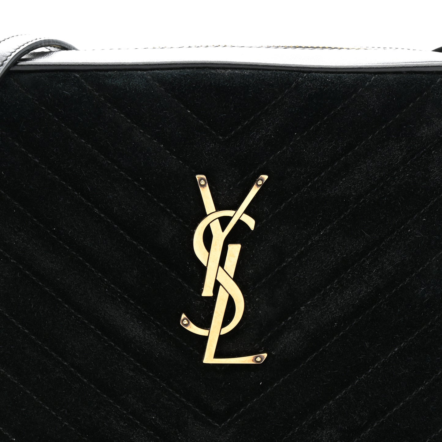 Suede Calfskin Monogram Lou Camera Bag Black