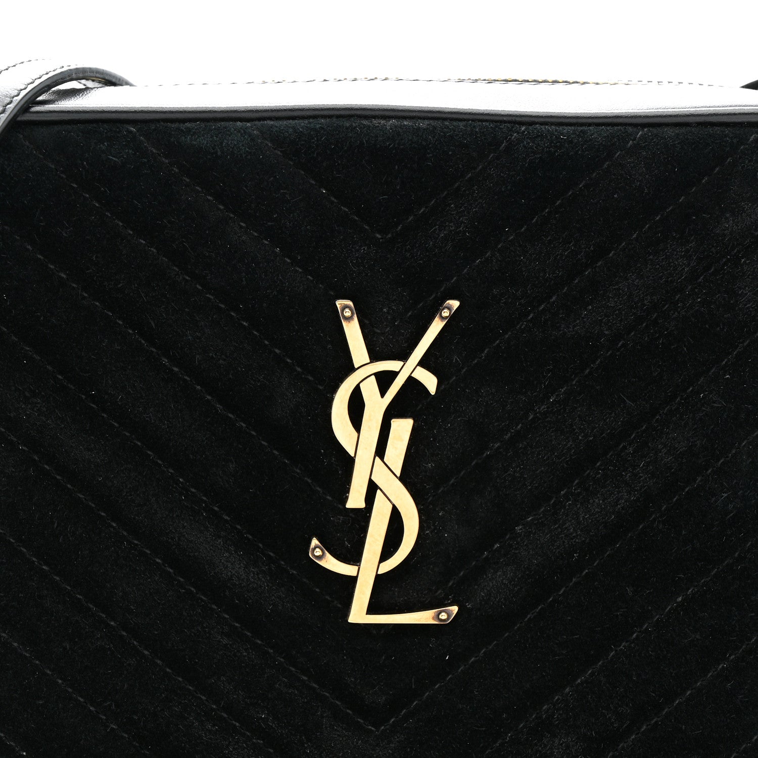 Saint Laurent Suede Calfskin Monogram Lou Camera Bag Black 8 of 14