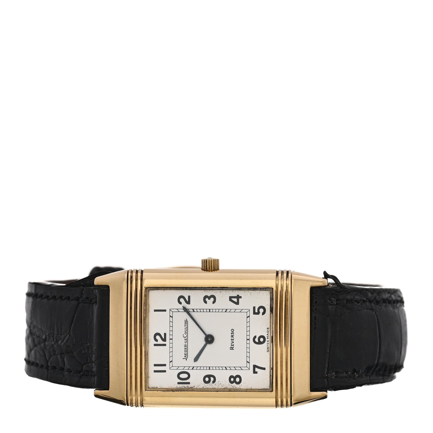 Jaeger-LeCoultre 18K Yellow Gold Alligator 23mm Reverso Classic Quartz Watch 250.11.11 2 of 5