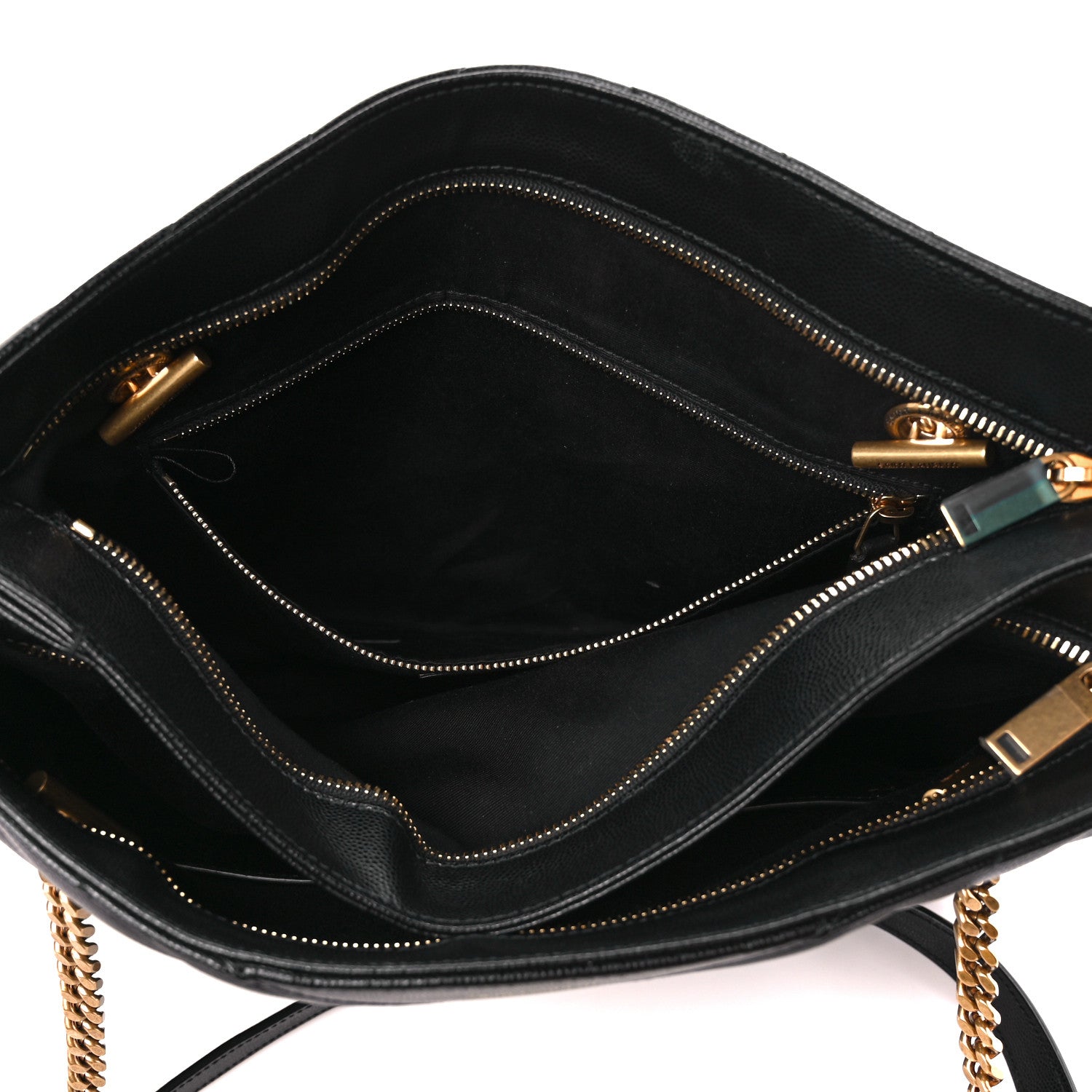 Saint Laurent Grain de Poudre Matelasse Chevron Medium Tribeca Shopping Bag Black 5 of 10