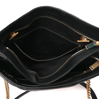 Saint Laurent Grain de Poudre Matelasse Chevron Medium Tribeca Shopping Bag Black 5 of 10