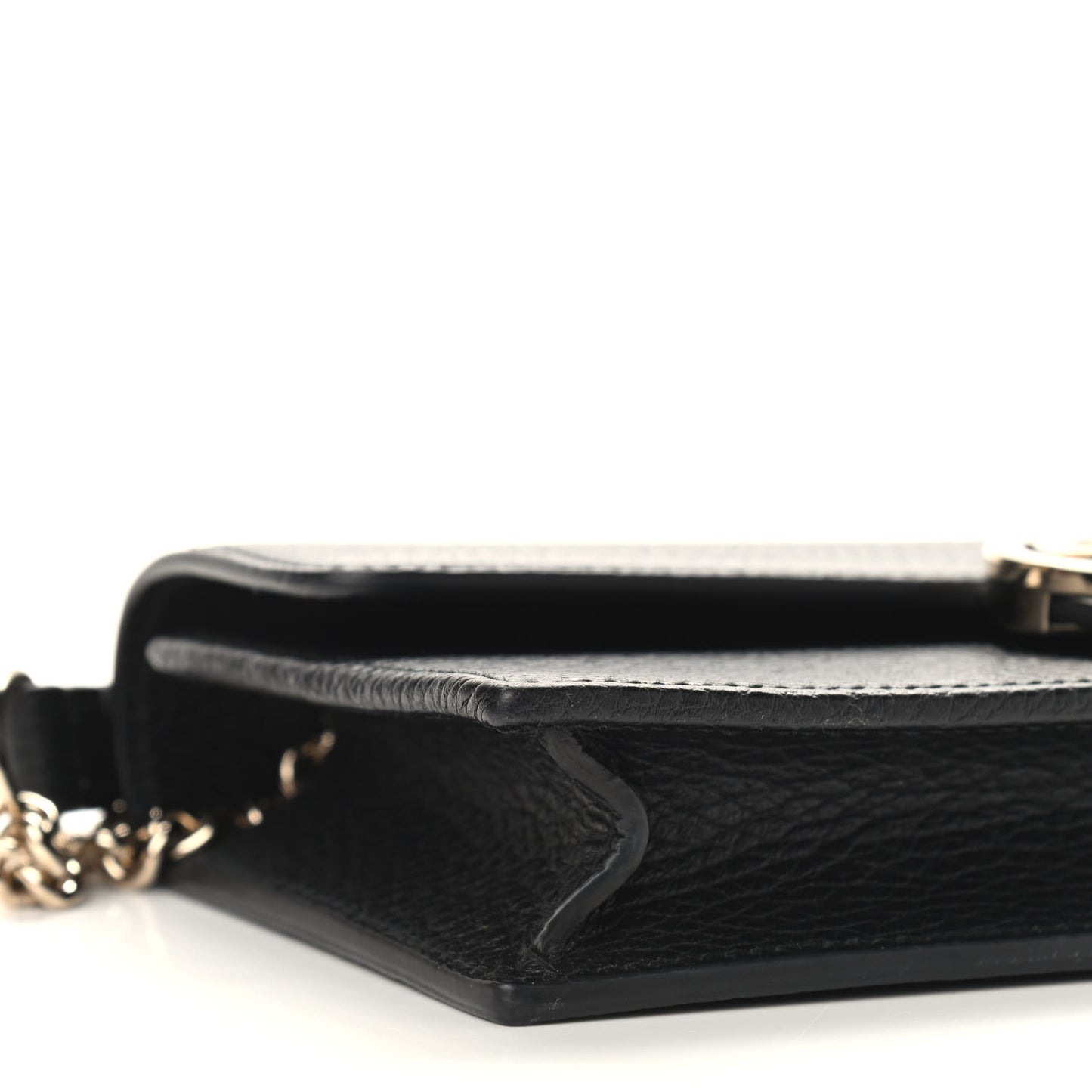 Dollar Calfskin Interlocking G Chain Wallet Black
