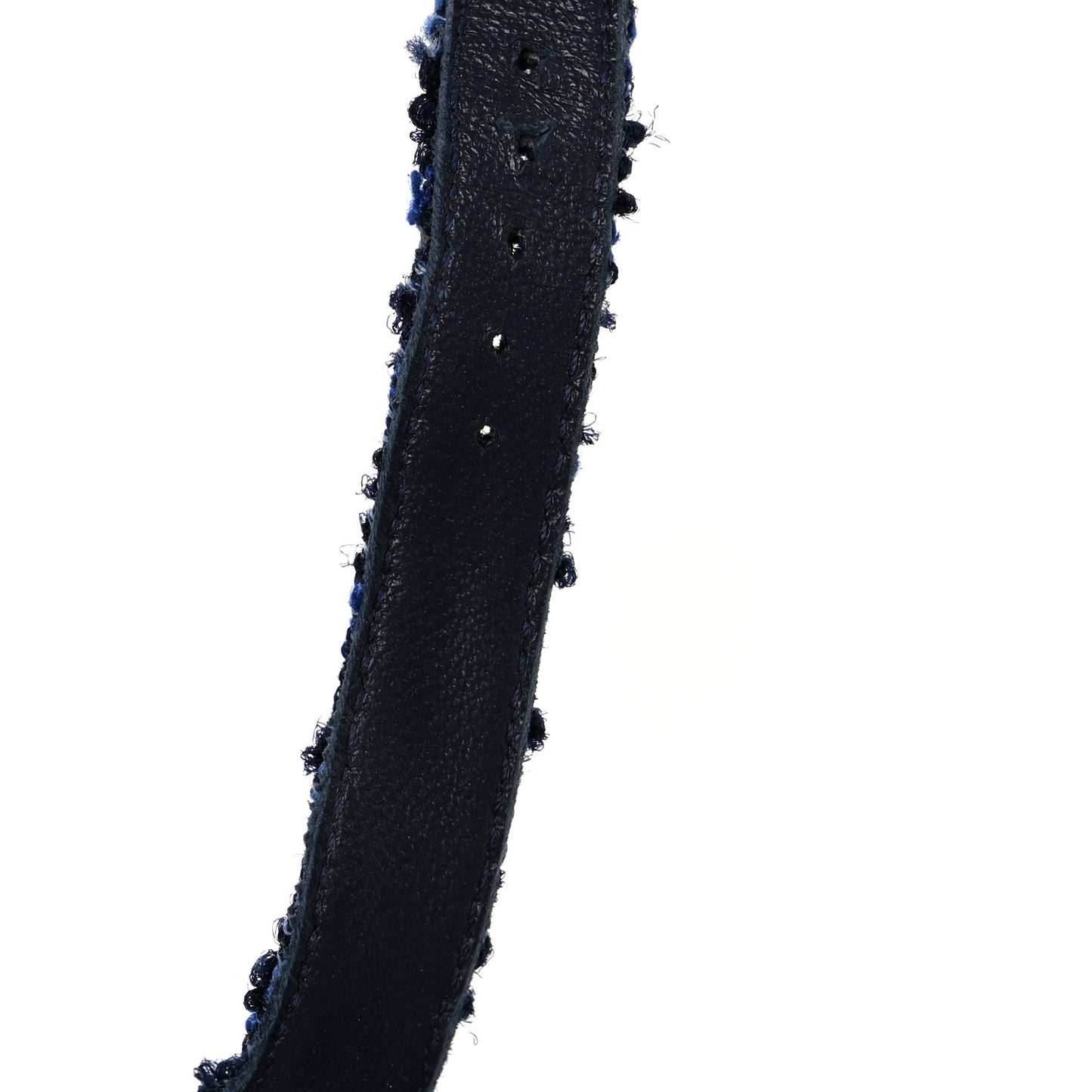 Silk Linen Tweed Quilted CC Platform Sandals 36.5 Navy Blue Gray