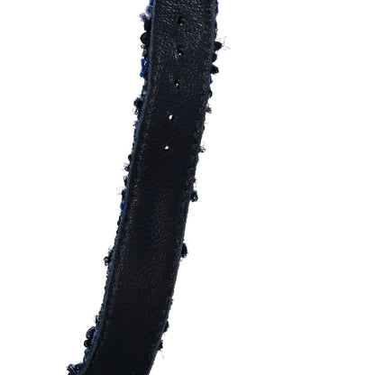 Chanel Silk Linen Tweed Quilted CC Platform Sandals 36.5 Navy Blue Gray 9 of 9