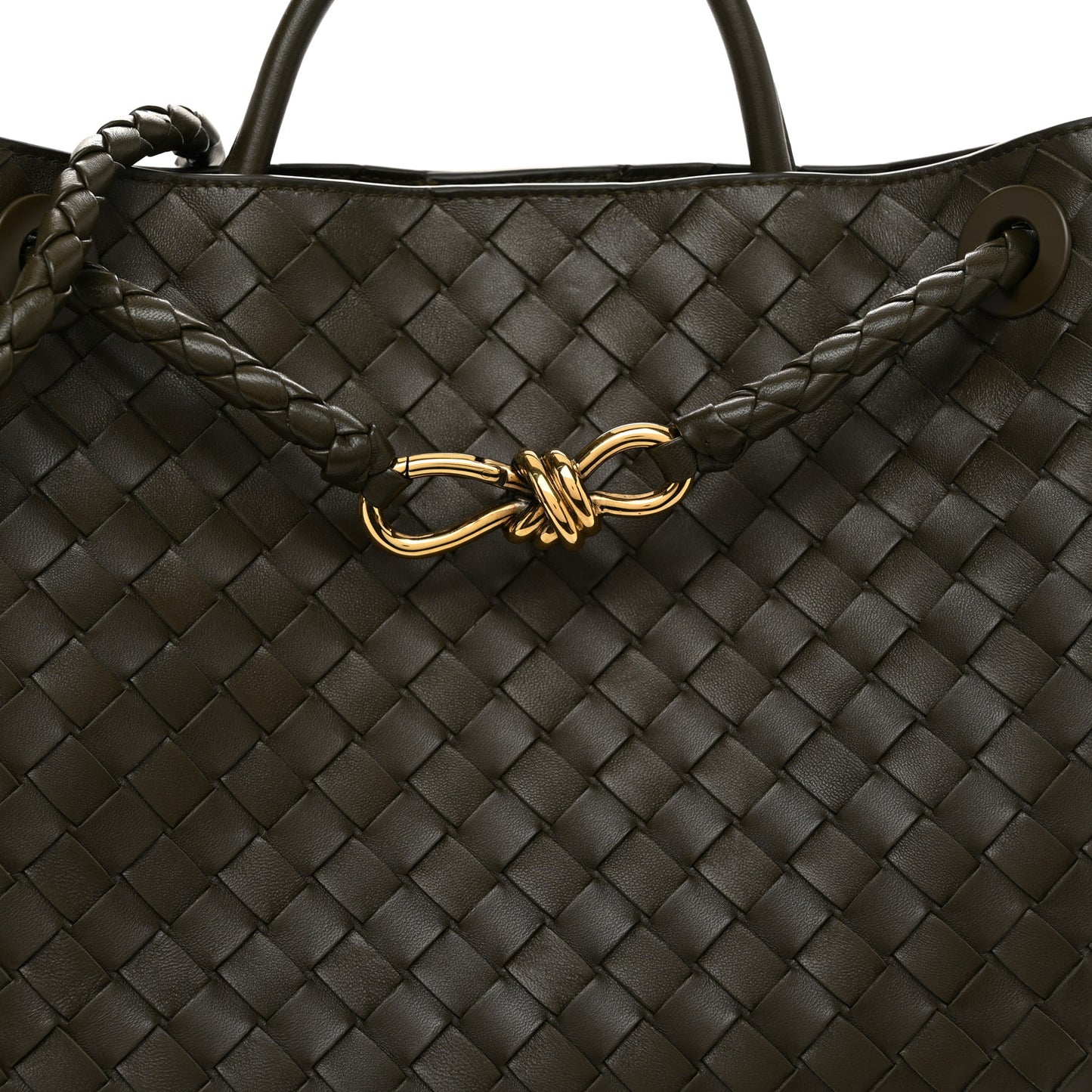 Nappa Intrecciato Medium Andiamo Shoulder Bag Dark Green