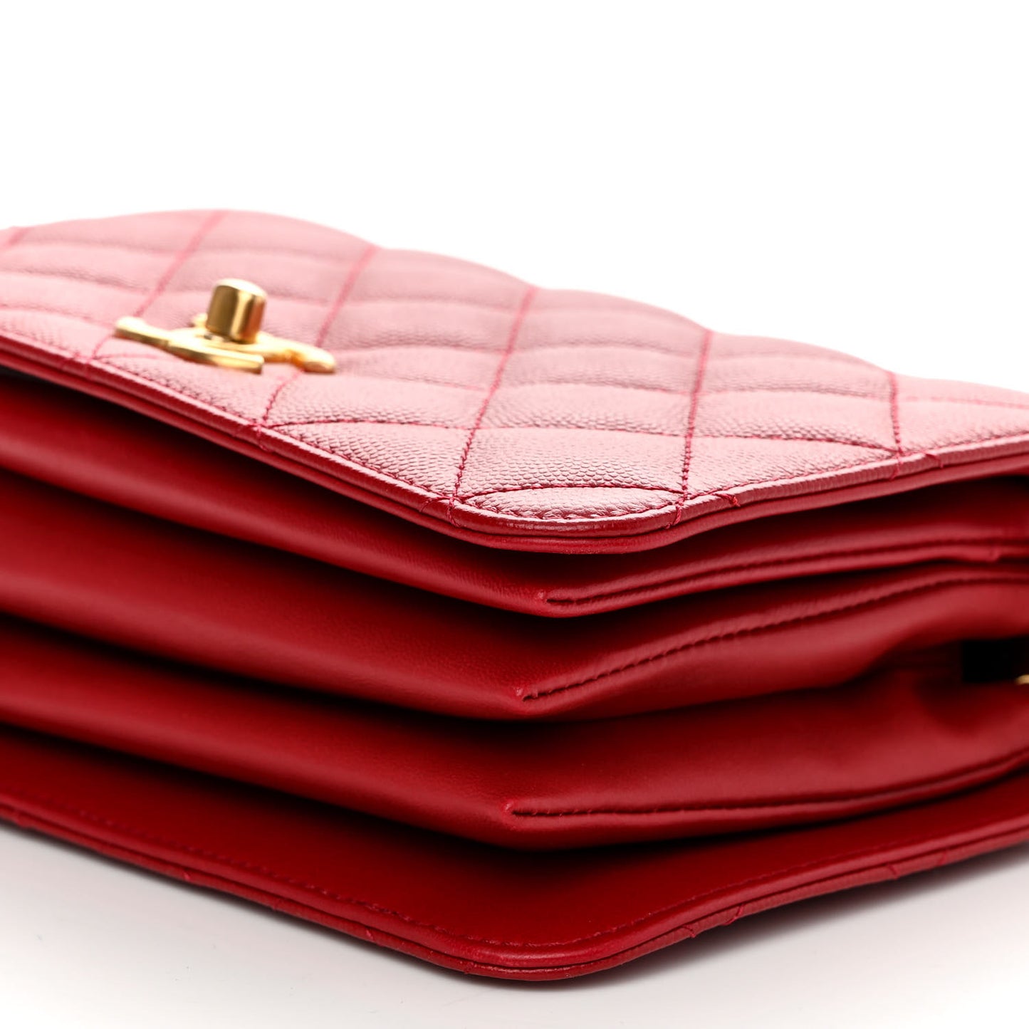Caviar Quilted Mini Top Handle Flap Red