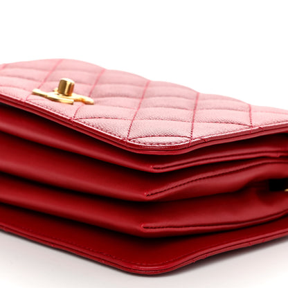 Chanel Caviar Quilted Mini Top Handle Flap Red 11 of 12