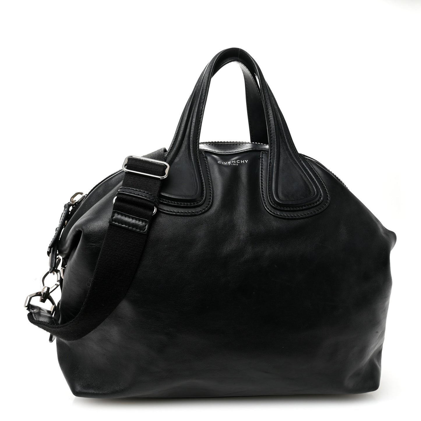 Waxed Calfskin Medium Nightingale Logo Strap Black