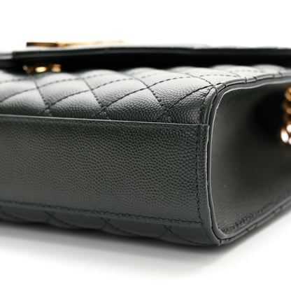 Saint Laurent Grain De Poudre Textured Mixed Matelasse Triquilt Medium Monogram Satchel Army Green 10 of 14