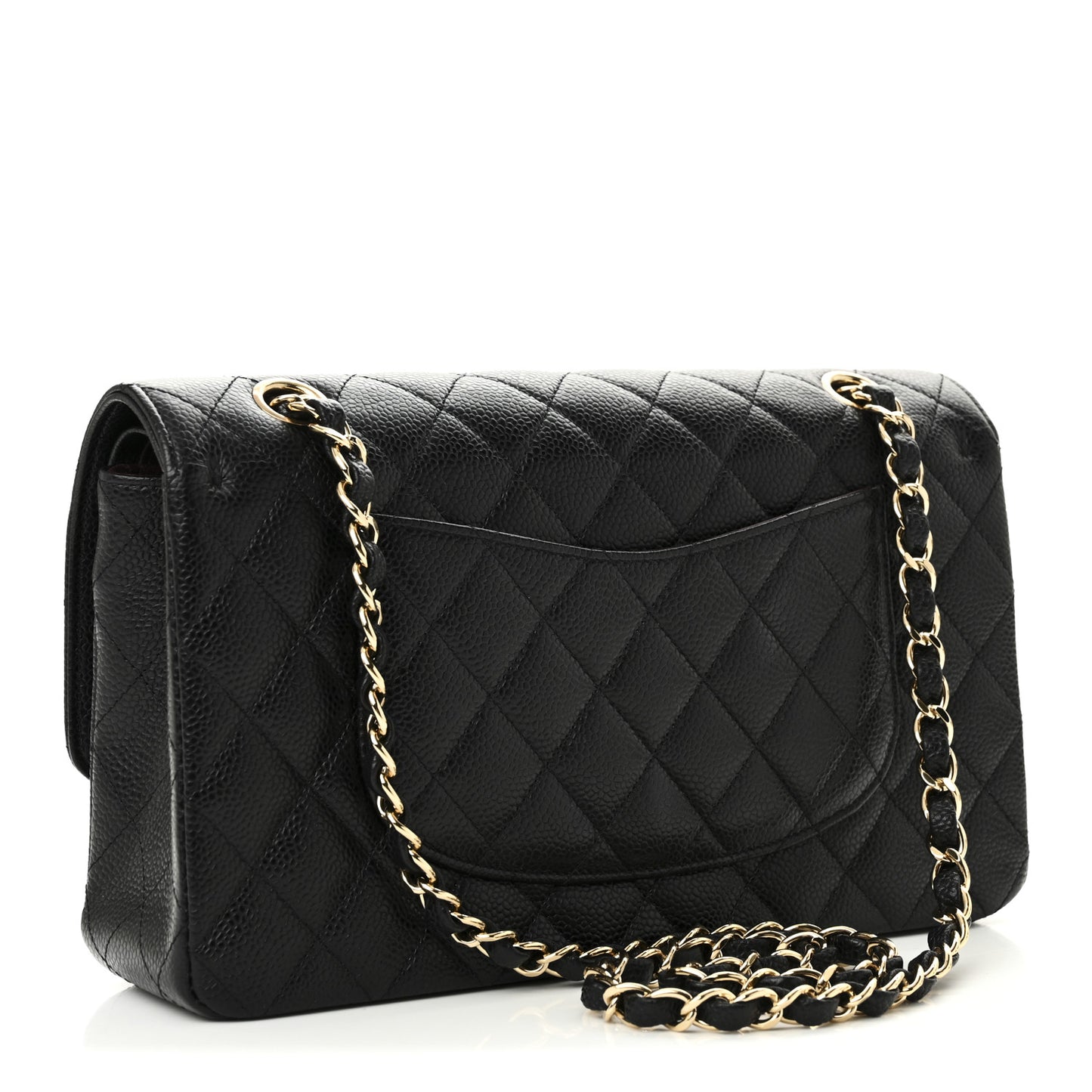 Caviar Quilted Medium Double Flap Black
