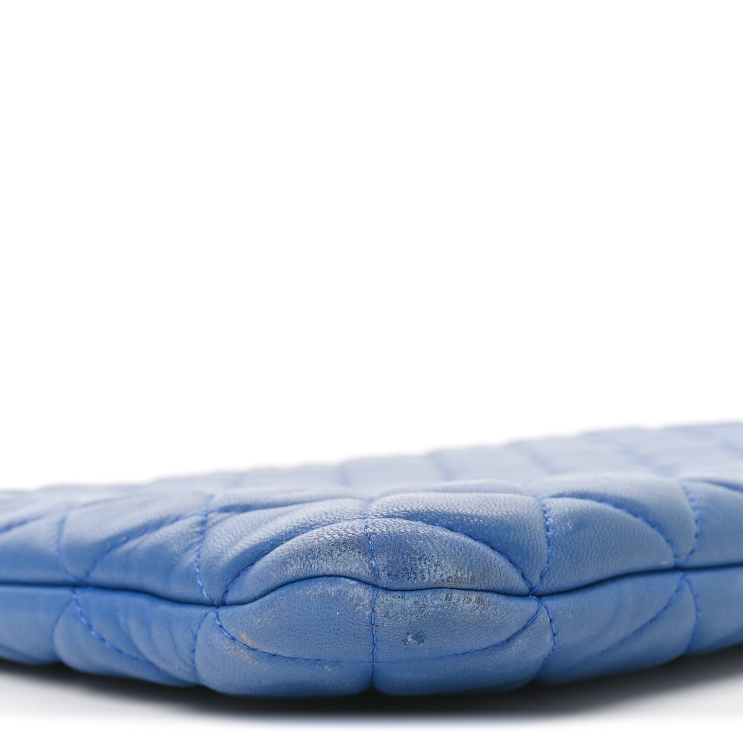 Lambskin Quilted Large Cosmetic Case Blue