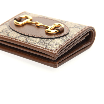 Gucci GG Supreme Monogram Horsebit 1955 Card Case Wallet Beige Ebony Brown Sugar 9 of 10