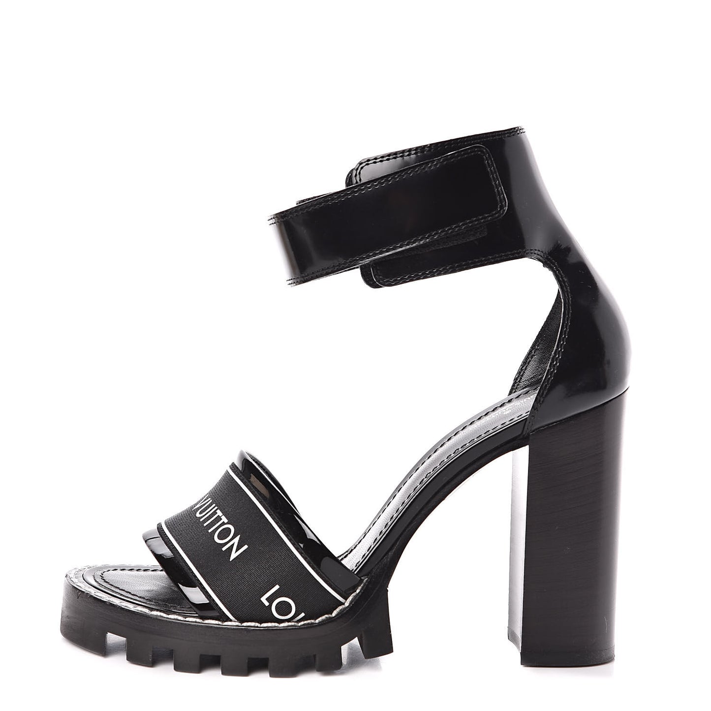 Glazed Calfskin Star Trail Sandals 38 Black