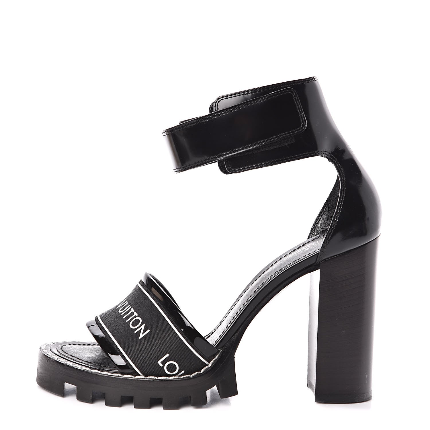 Louis Vuitton Glazed Calfskin Star Trail Sandals 38 Black 1 of 8