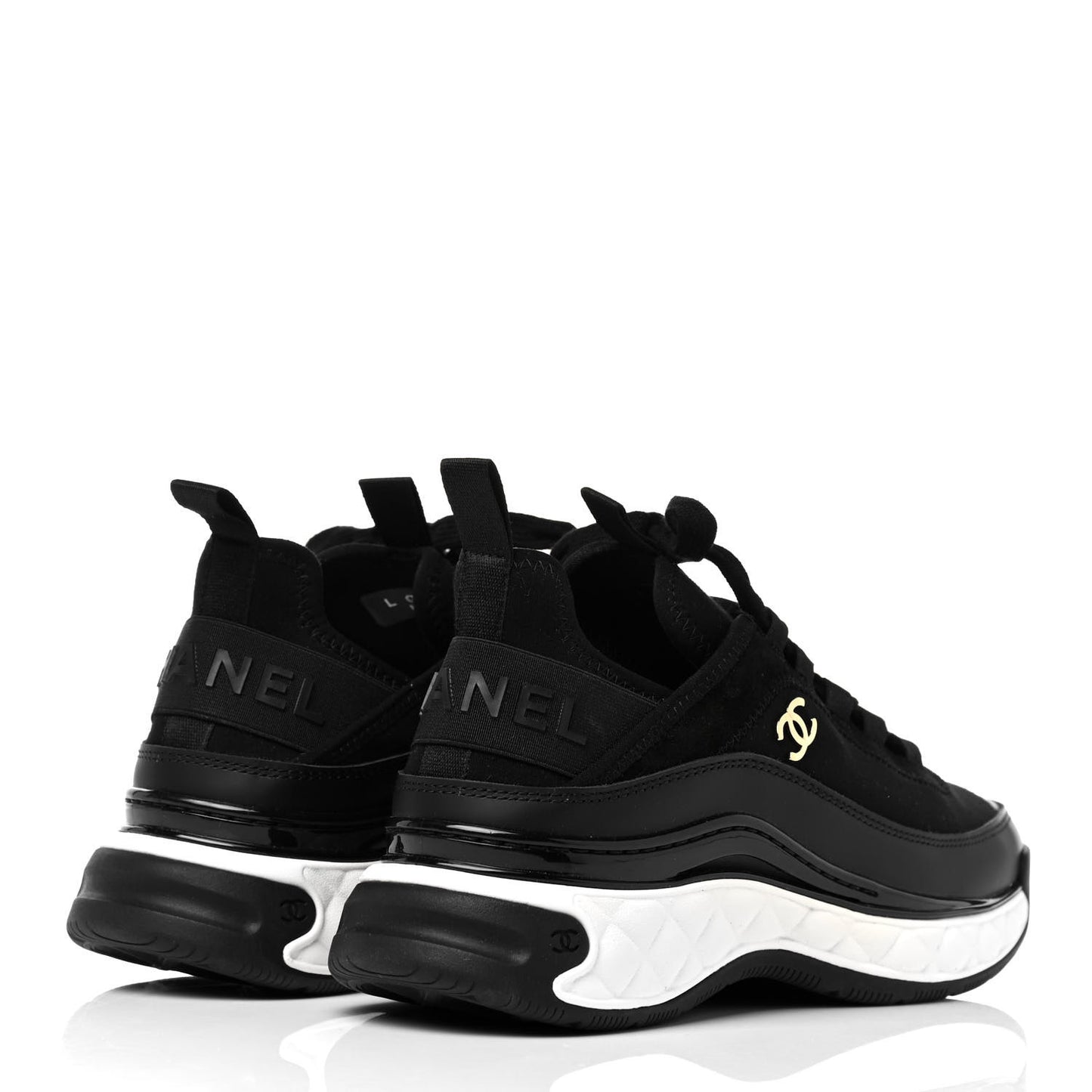 Velvet Calfskin Mixed Fibers CC Sneakers 37 Black