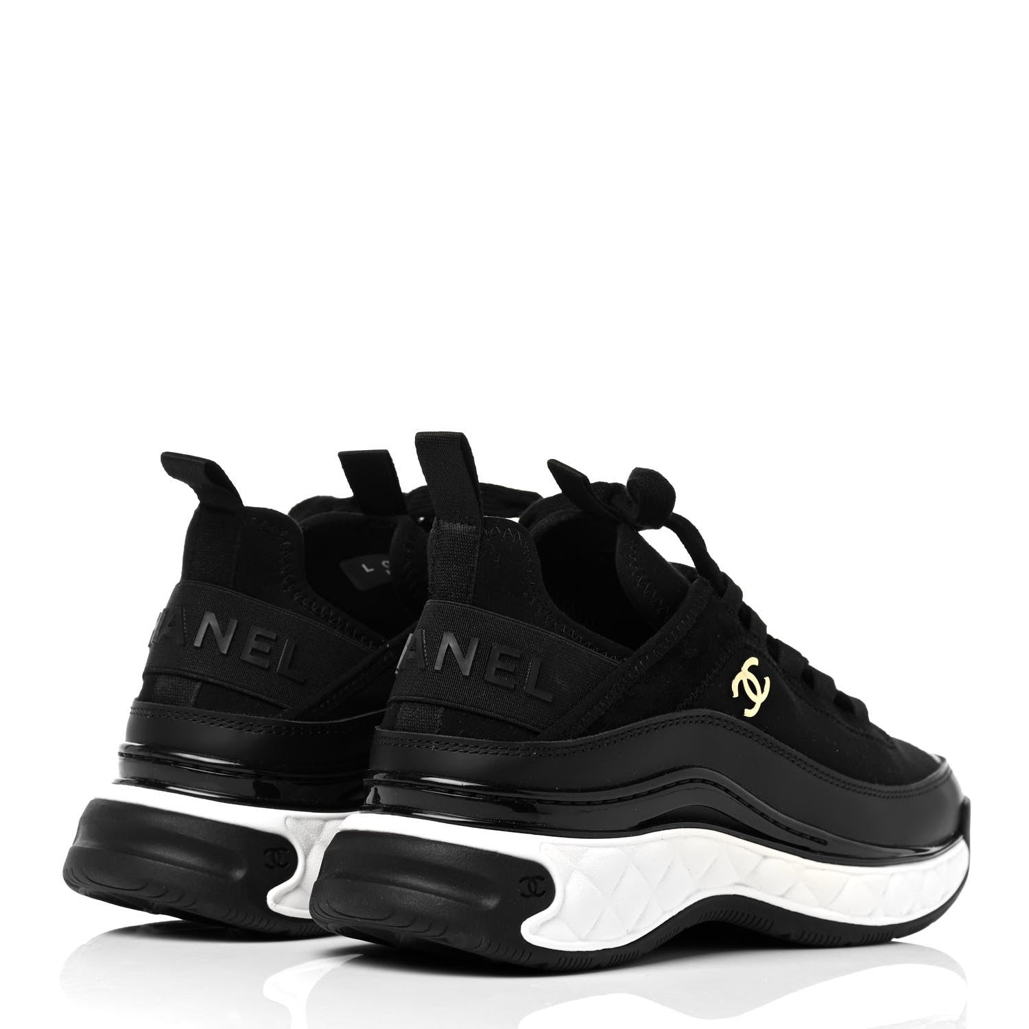 Chanel Velvet Calfskin Mixed Fibers CC Sneakers 37 Black 4 of 8