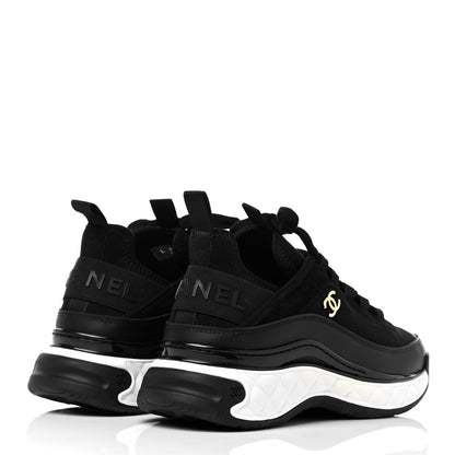 Chanel Velvet Calfskin Mixed Fibers CC Sneakers 37 Black 4 of 8