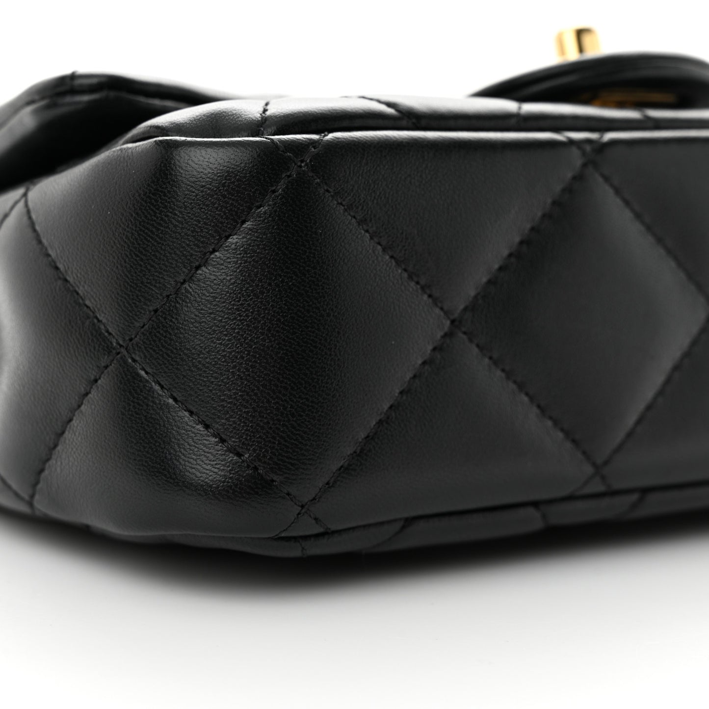 Lambskin Resin Quilted Top Handle Flap Black
