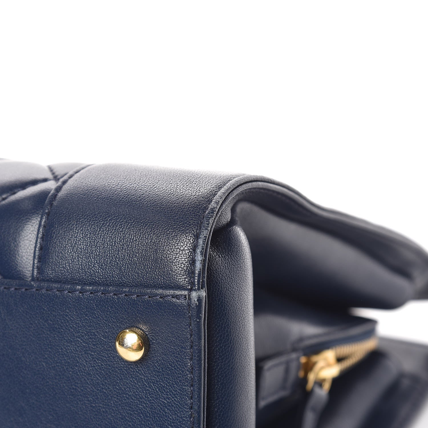 Chanel Sheepskin Quilted Mademoiselle Vintage Shopping Tote Navy 9 of 16