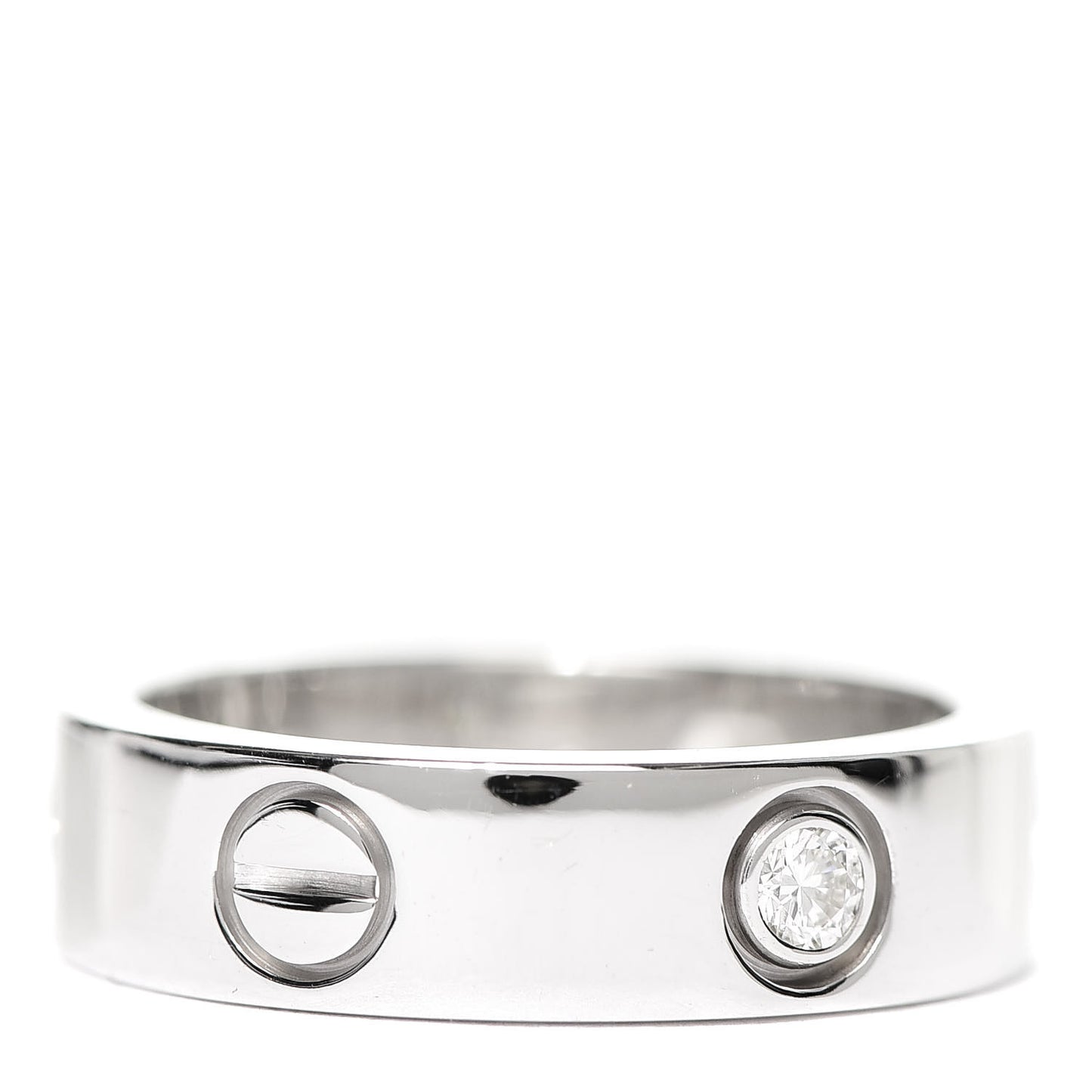 18K White Gold 3 Diamond 5.5mm LOVE Ring 53 6.25