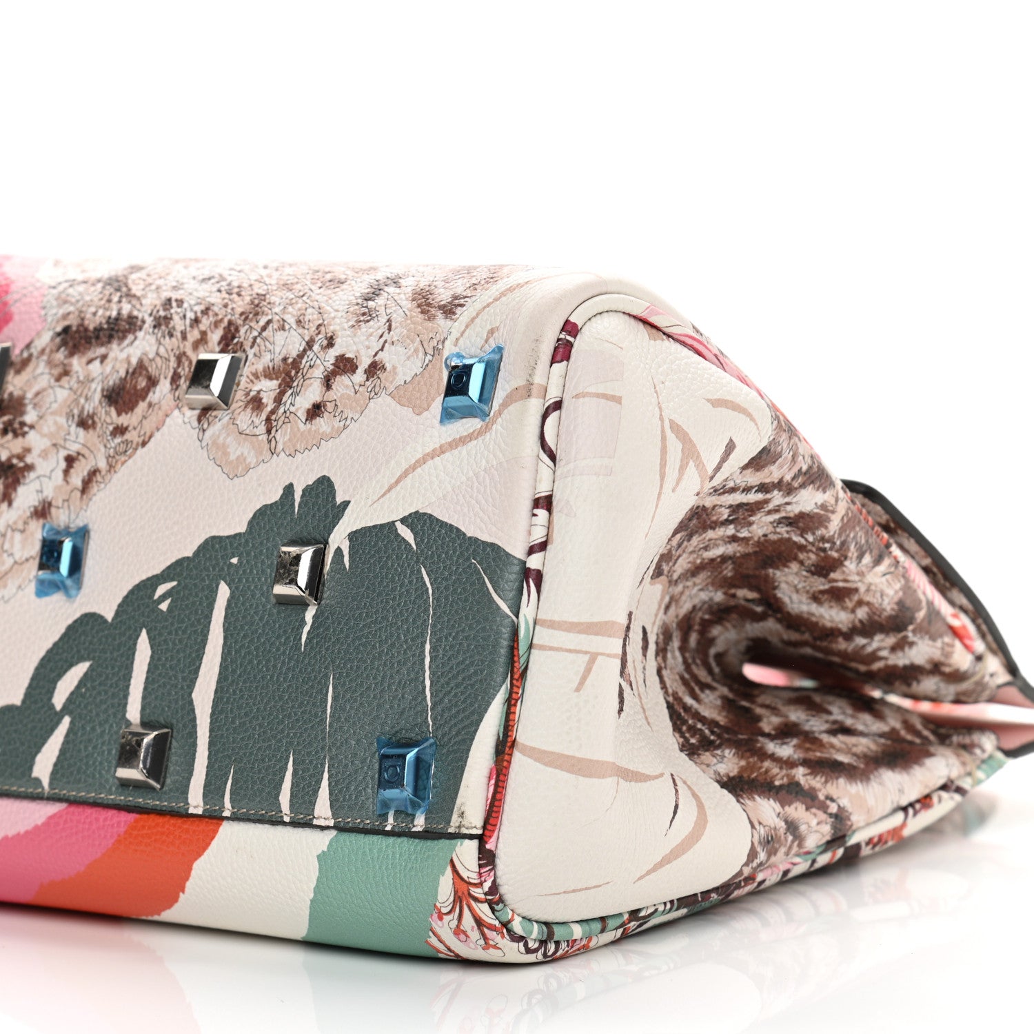 Salvatore Ferragamo Calfskin Tiger Print The Studio Bag White Multicolor 10 of 12