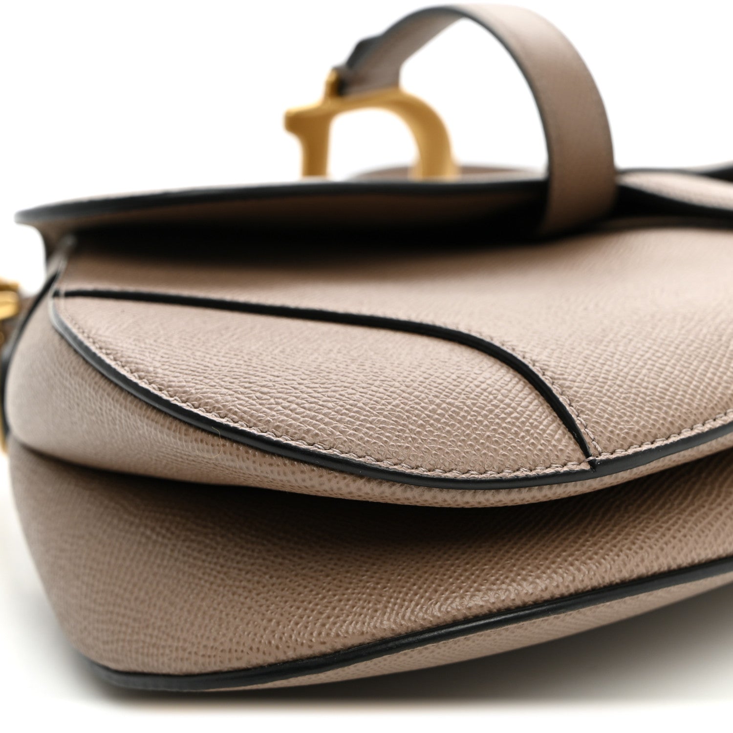 Christian Dior Grained Calfskin Saddle Bag Warm Taupe 8 of 9