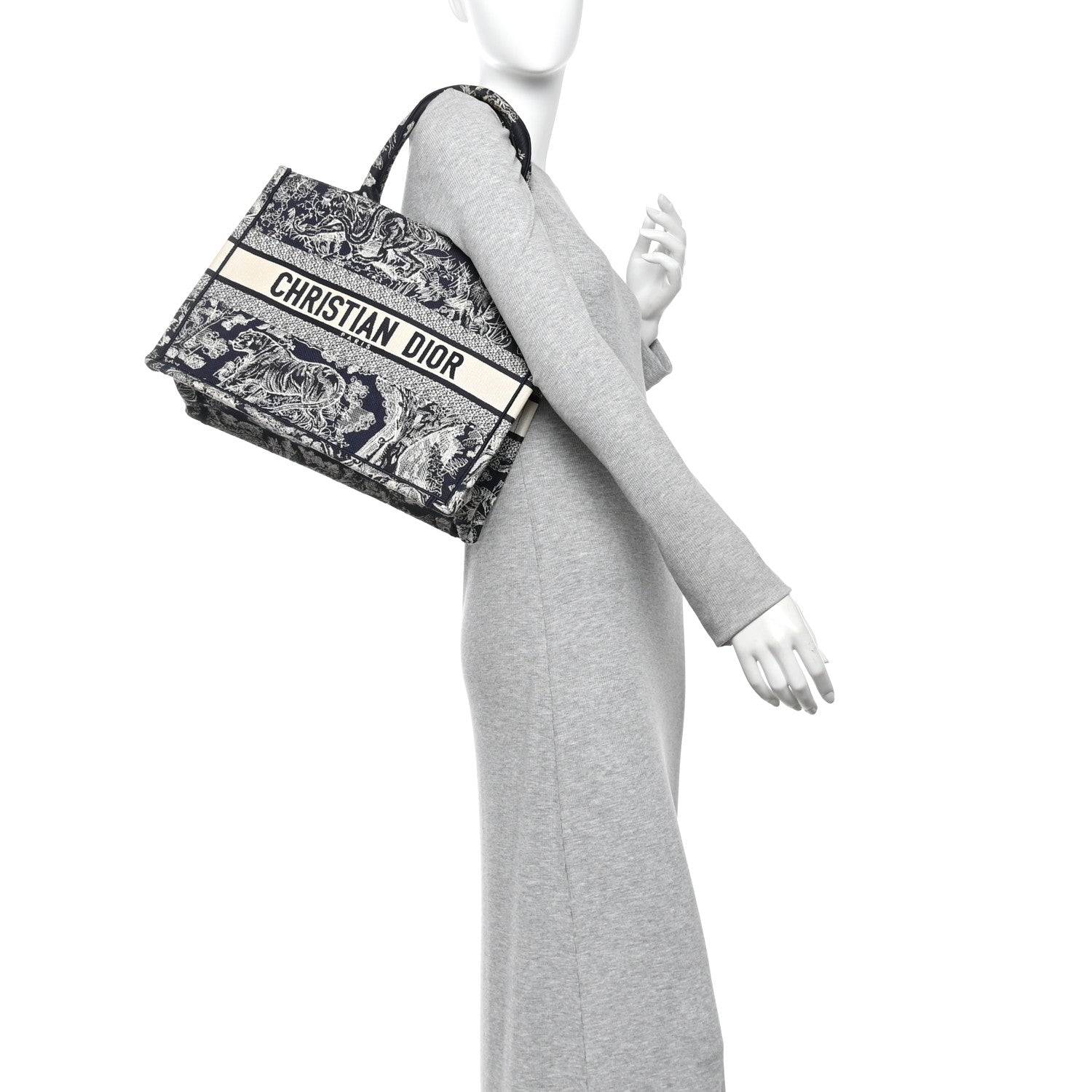 Christian Dior Canvas Embroidered Medium Toile De Jouy Reverse Book Tote Blue 2 of 14