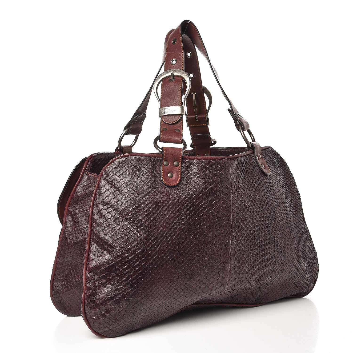 Christian Dior Python Calfskin Large Gaucho Red 3 of 7