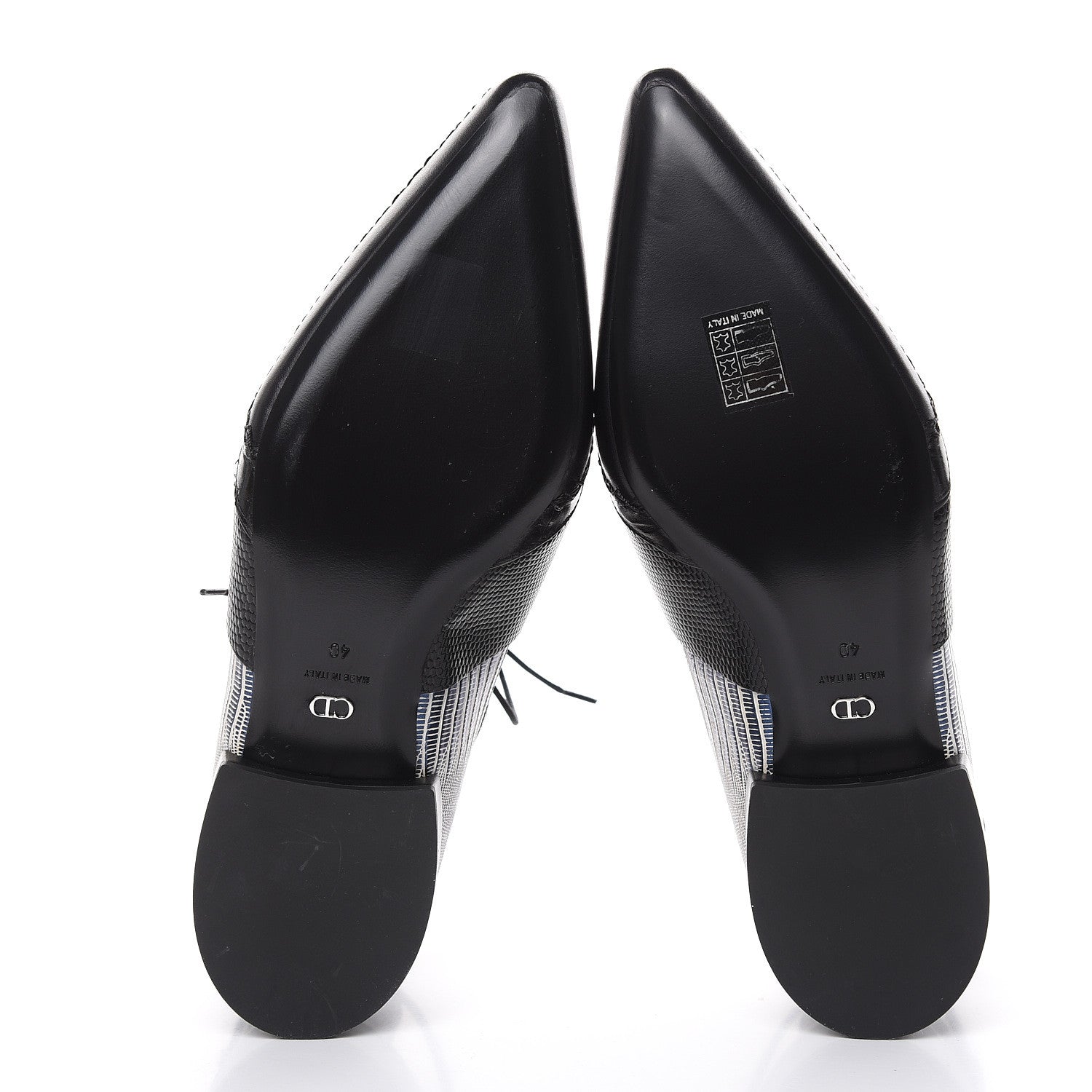 Christian Dior Crocodile Lizard Calfskin Embossed Nomade Pointed Ankle Boots 40 Black Blue 5 of 8