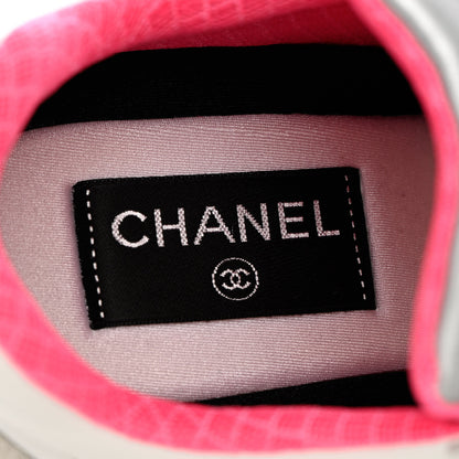 Chanel Calfskin Fabric Sneakers 39 White Silver Fluo Pink 7 of 13