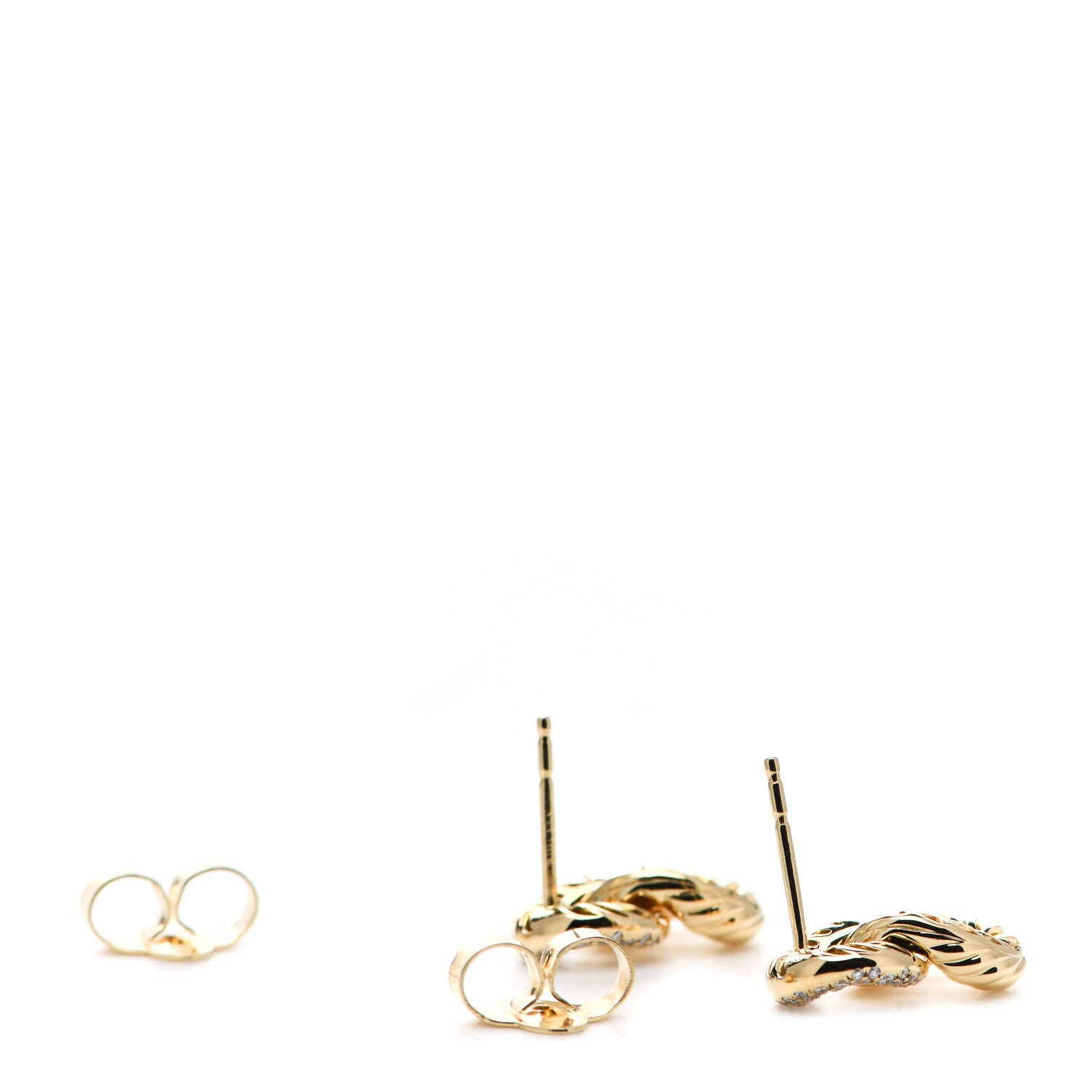 David Yurman 18K Yellow Gold Diamond Extra Small Belmont Curb Link Drop Earrings 3 of 4