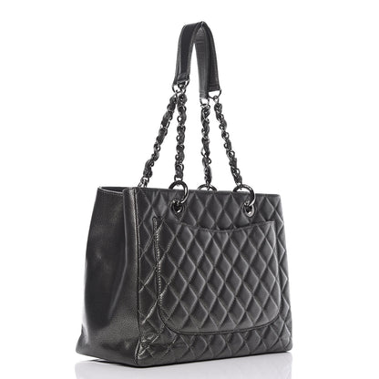 Chanel Metallic Caviar Quilted Grand Shopping Tote GST Dark Silver 3 of 12